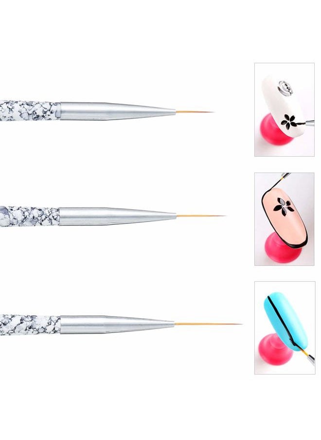 Tbestmax Professional Fine Nail Art Liner Brush UV Gel Painting Acrylic Nail Brushes Striping Brushes for Short Strokes, Details, Blending, Elongated Lines 3 pcs  - Image 5