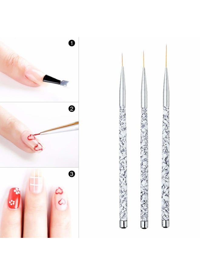 Tbestmax Professional Fine Nail Art Liner Brush UV Gel Painting Acrylic Nail Brushes Striping Brushes for Short Strokes, Details, Blending, Elongated Lines 3 pcs  - Image 4