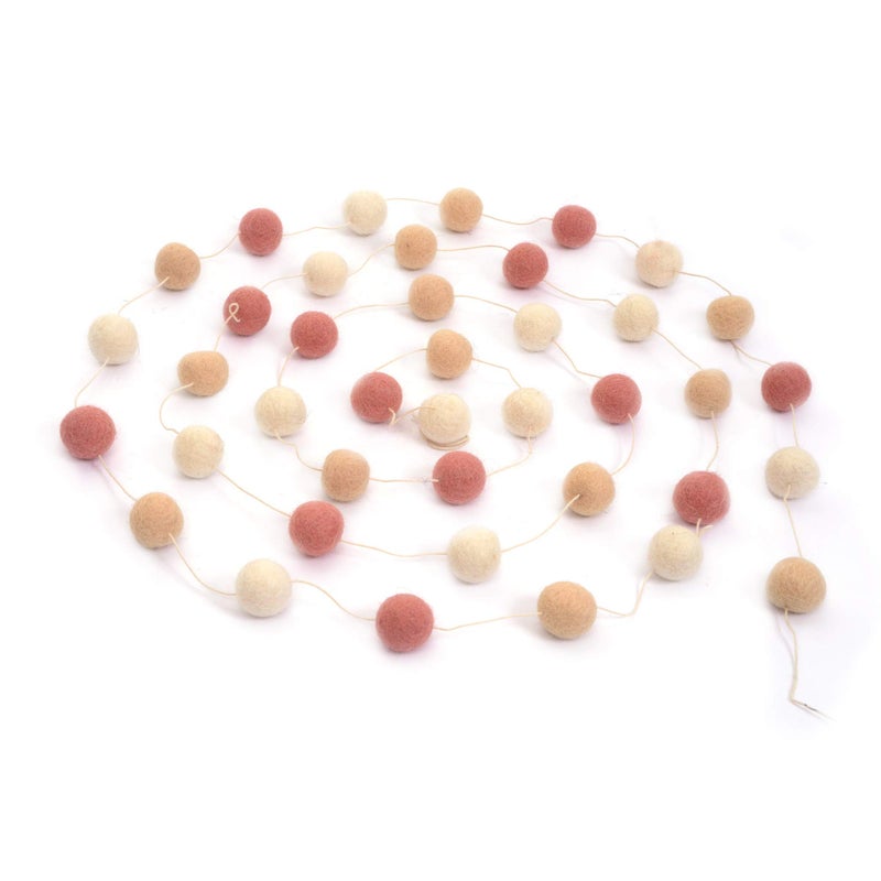 Glaciart One Felt Ball Garland  Pom Pom Garland  9 Feet 40 Balls 3 Pastel Colors Nursery Decor Bunting Birthday Party Decorations Carnival Photo Prop