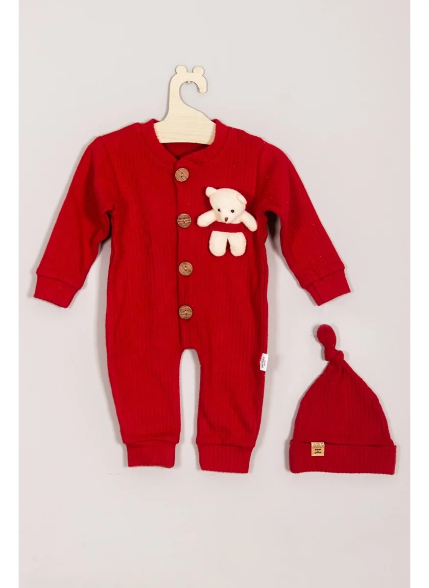 ادا بيبيك تشوكوك Ada Baby Kids Cotton Wooden Buttoned Teddy Bear Corduroy Style Hat Baby Romper