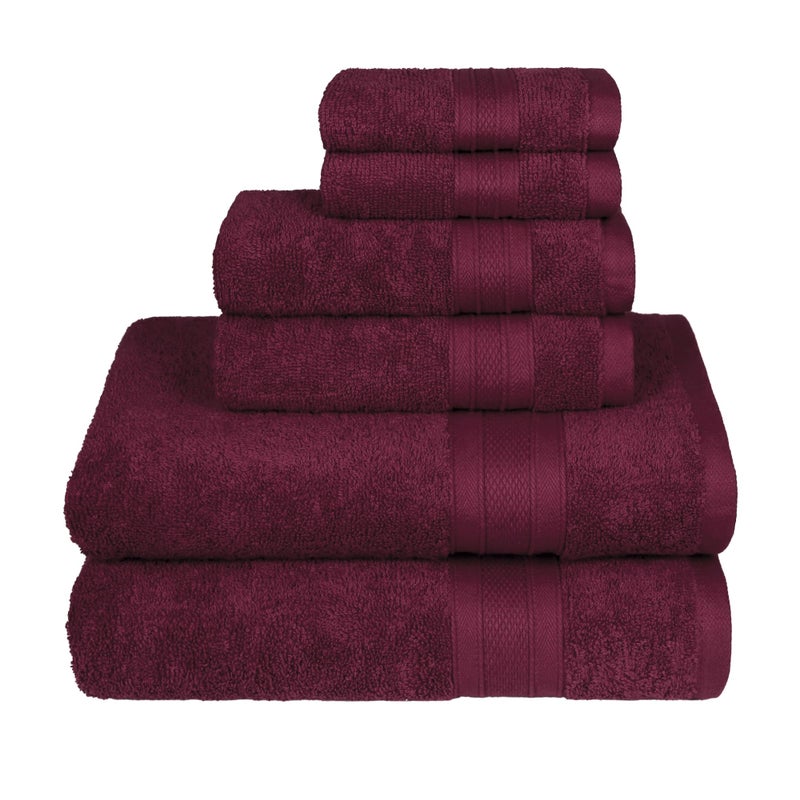 Trident Soft Comfort Air Rich Towels for Bath, 100% Cotton Towel, Super Soft, Highly Absorbent, 6 Pieces Towel Set, 500 GSM - Red Wine - Image 4