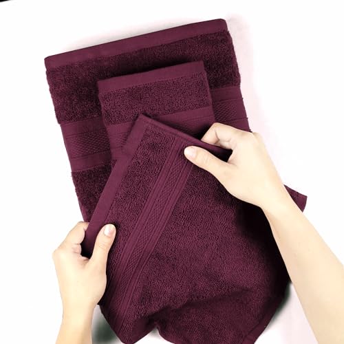 Trident Soft Comfort Air Rich Towels for Bath, 100% Cotton Towel, Super Soft, Highly Absorbent, 6 Pieces Towel Set, 500 GSM - Red Wine - Image 5