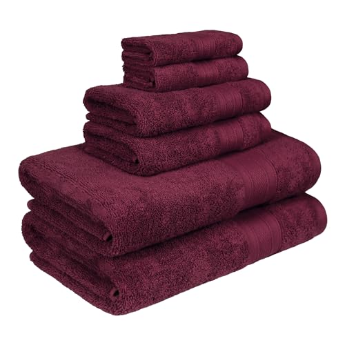 Trident Soft Comfort Air Rich Towels for Bath, 100% Cotton Towel, Super Soft, Highly Absorbent, 6 Pieces Towel Set, 500 GSM - Red Wine - Image 2