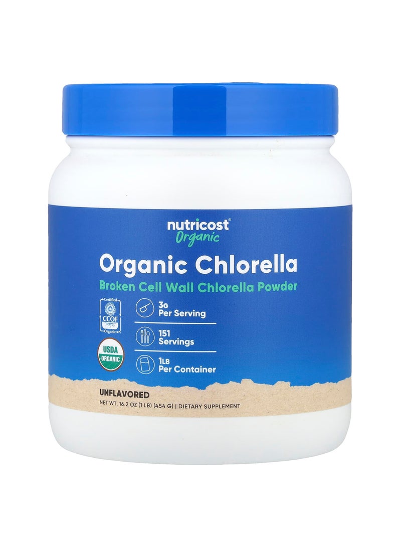 Nutricost Organic Chlorella Powder, Unflavored , 16.2 oz (454 g)