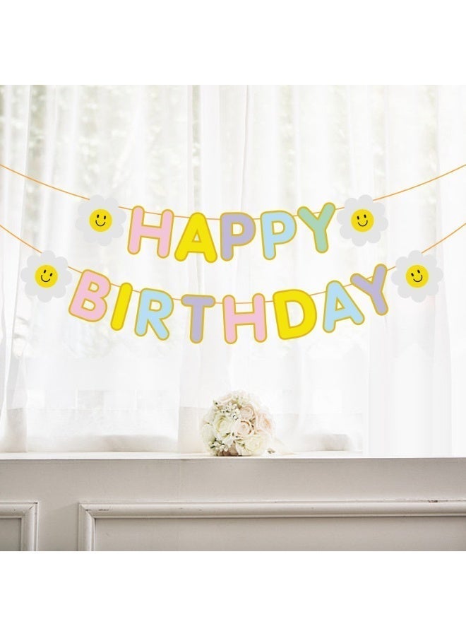 عالم البالونات لافتة عيد ميلاد سعيد، لافتة زينة لأعياد الميلاد، بتصميم عبارة "عيد ميلاد سعيد" وزهرة. مثالية لحفلات أعياد الميلاد. - Image 4