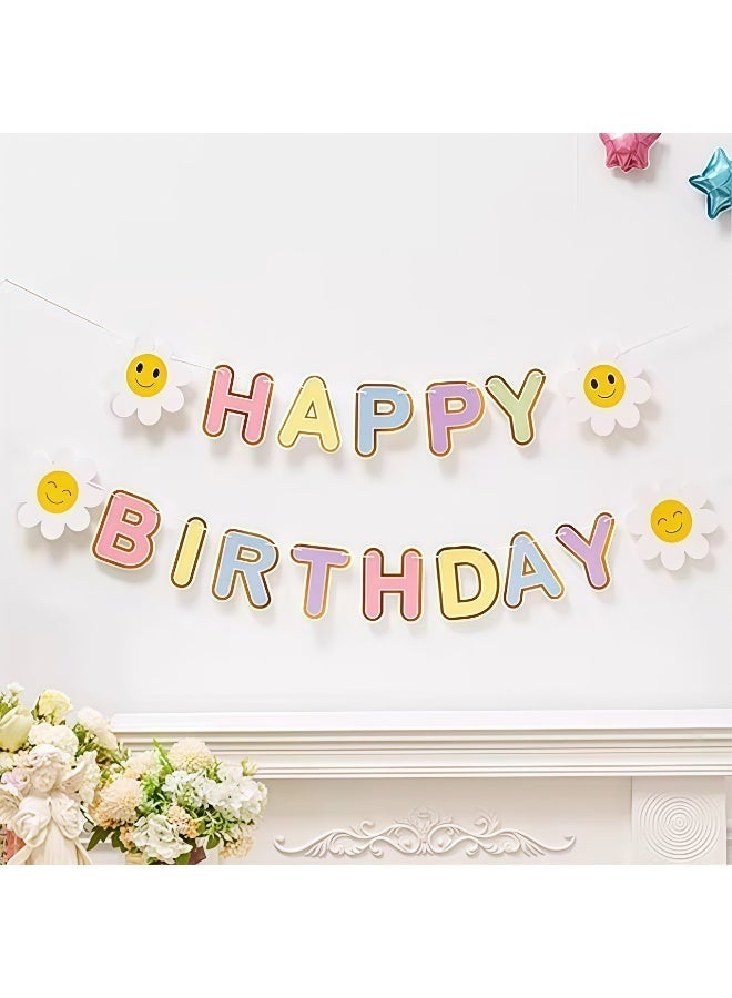 عالم البالونات لافتة عيد ميلاد سعيد، لافتة زينة لأعياد الميلاد، بتصميم عبارة "عيد ميلاد سعيد" وزهرة. مثالية لحفلات أعياد الميلاد. - Image 5