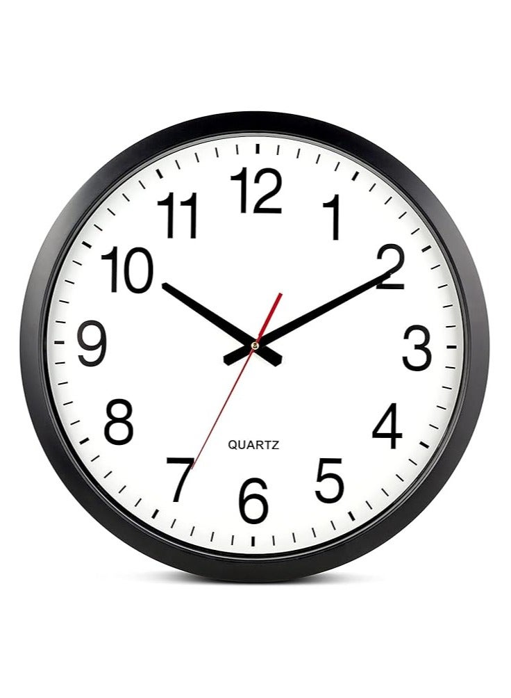Raxoom Clock Silent Non Ticking 10 Inch Quality Quartz Battery Operated Round Easy to Read Home/Office/Kitchen/Classroom/School Clock Sweep Movement (Black) - Image 1