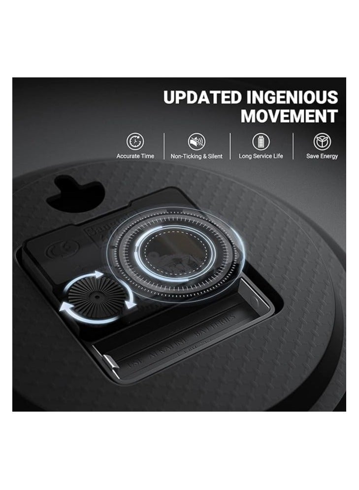 Raxoom Clock Silent Non Ticking 10 Inch Quality Quartz Battery Operated Round Easy to Read Home/Office/Kitchen/Classroom/School Clock Sweep Movement (Black) - Image 3