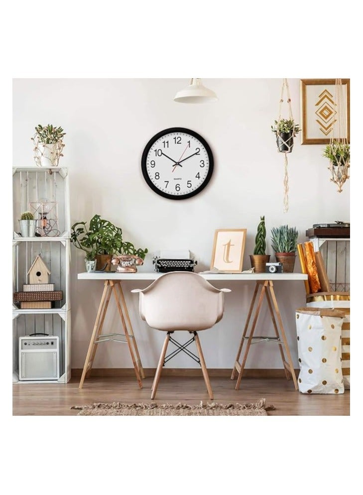 Raxoom Clock Silent Non Ticking 10 Inch Quality Quartz Battery Operated Round Easy to Read Home/Office/Kitchen/Classroom/School Clock Sweep Movement (Black) - Image 4