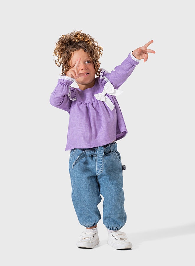 اون كيدز بلوزة كتان للبنات أطفال صغار - Image 2