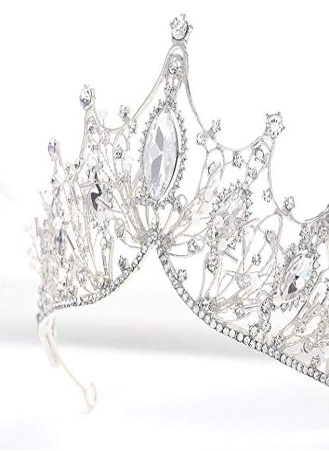 Unicra Wedding Crowns And Tiaras Costume Rhinestones Silver Flower Queen Crown Bridal For Women And Girls (A Silver)  - Image 4