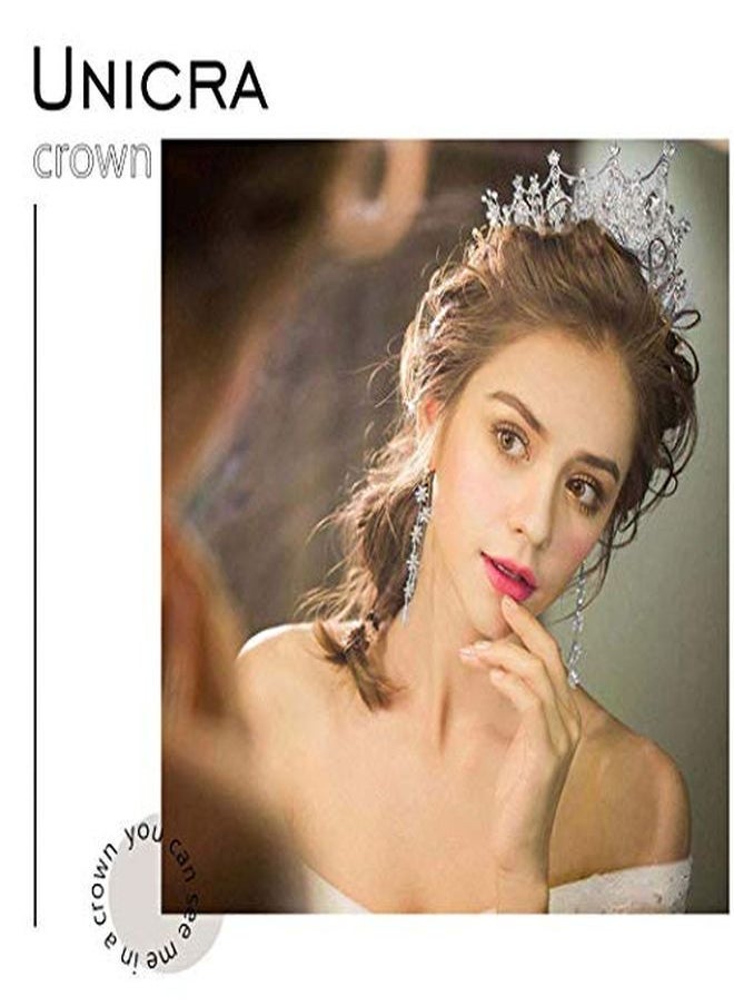 Unicra Wedding Crowns And Tiaras Costume Rhinestones Silver Flower Queen Crown Bridal For Women And Girls (A Silver)  - Image 3