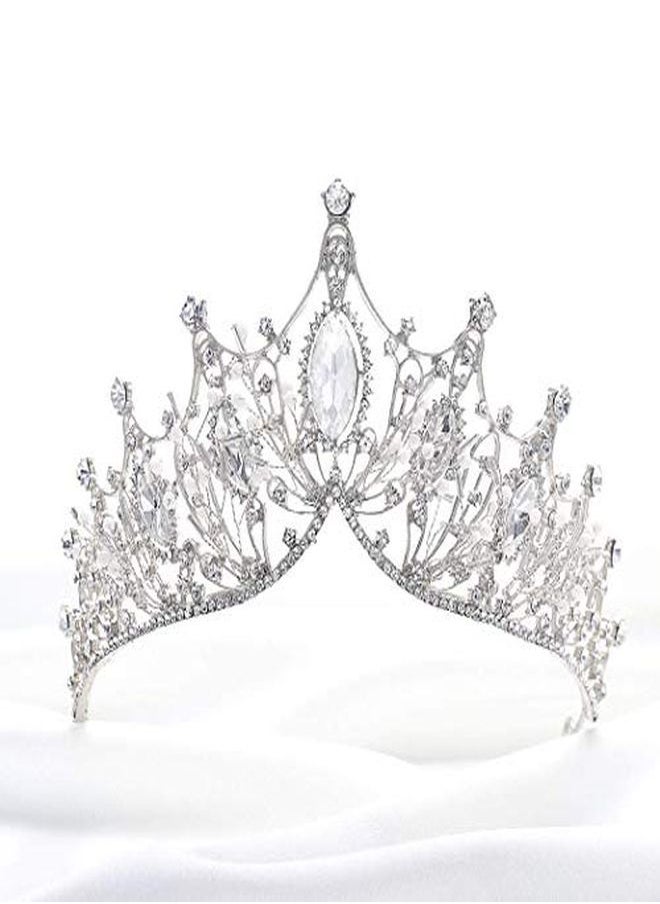 Unicra Wedding Crowns And Tiaras Costume Rhinestones Silver Flower Queen Crown Bridal For Women And Girls (A Silver)  - Image 2