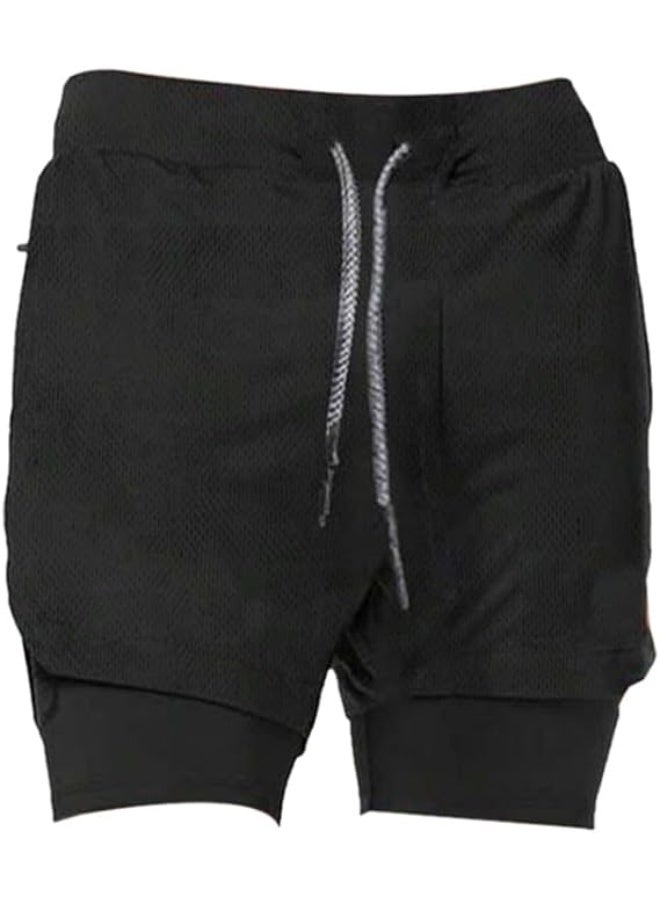 VITION Gym Shorts for Men, Men's Activewear Running Shorts,Drawstring Gym Shorts Men, 2 Layer Loose Athletic Shorts with 4 Pockets (X-Large, Black) - Image 1