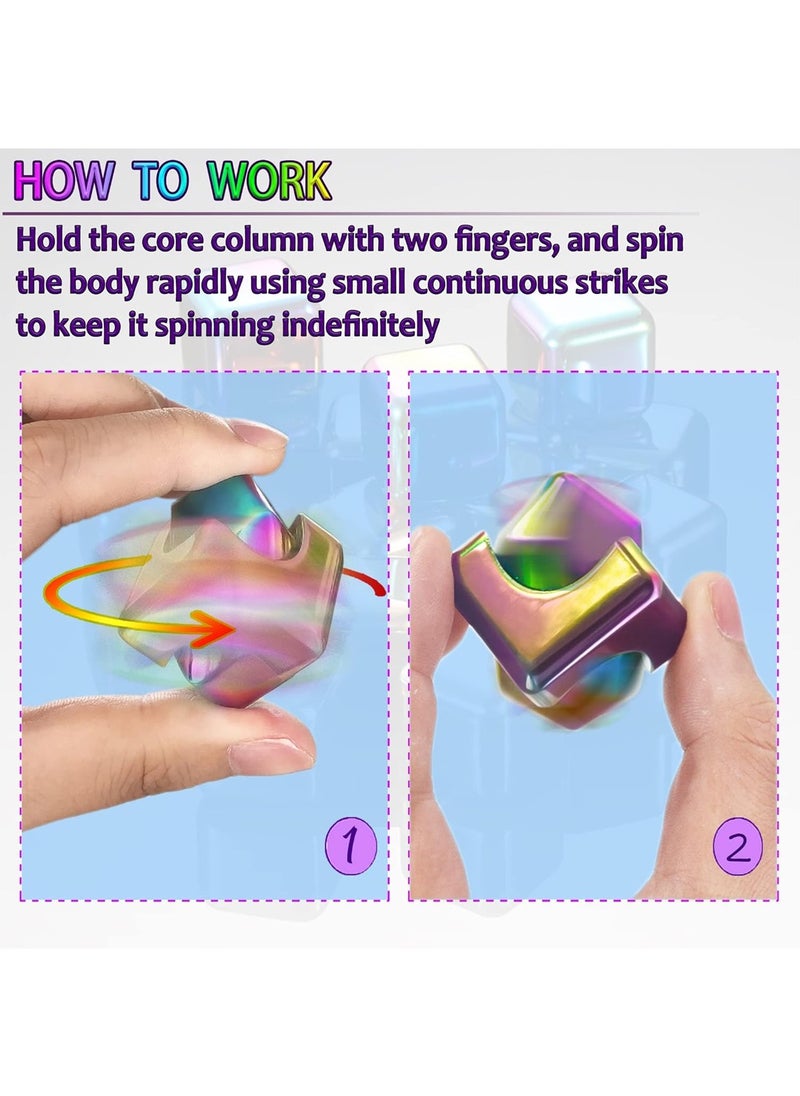 Fidget Spinner Cube Toy, Metal Relaxation Desktop Toy (Colorful)