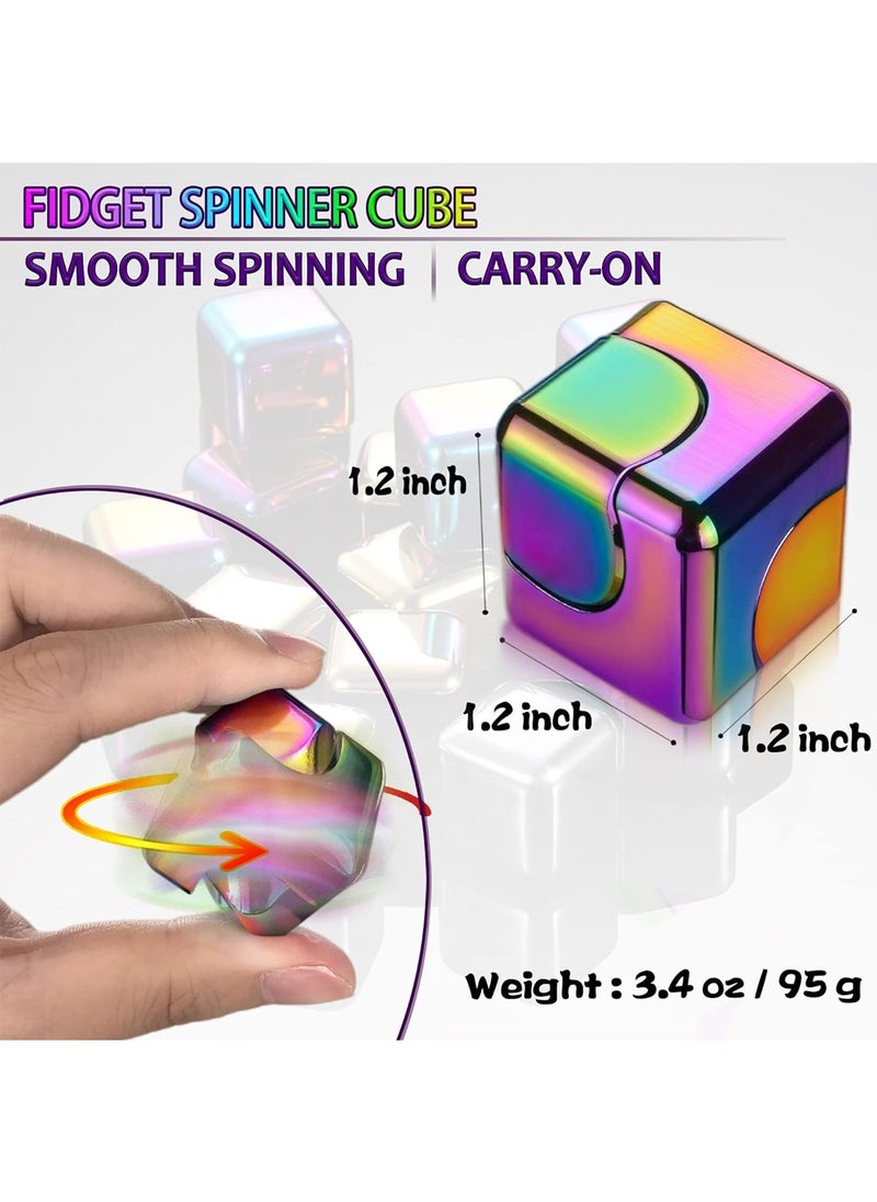 Fidget Spinner Cube Toy, Metal Relaxation Desktop Toy (Colorful)