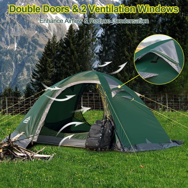 Camppal 2 Person Backpacking Tent, Waterproof 4 Season Tent, Windproof Rainproof Cold Weather Winter Tent for Camping, Hiking, Hunting, Motorbiking, Cycling - Green - Image 5
