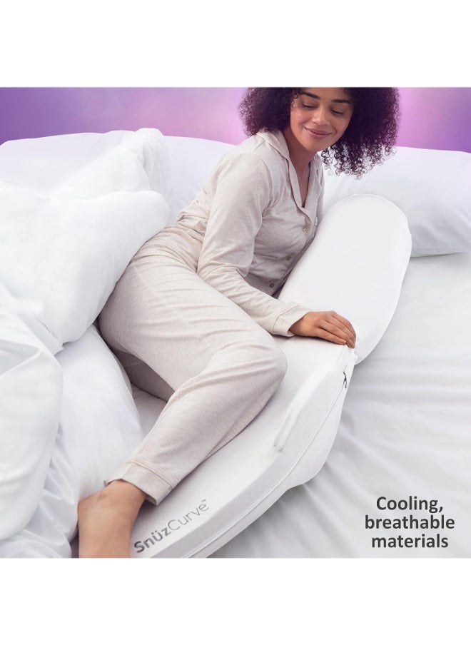 Snuz - وسادة كيرف لدعم الحمل أثناء النوم مع غطاء قابل للغسل، أبيض، 135 × 30 × 25 سم - Image 1