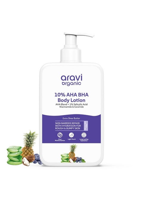 10% Aha + 1% Bha Body Lotion For Exfoliation - Treats Strawberry Legs & Bumpy Skin With Ceramide - Skin Britheninig Lotion With Niacinamide And Shea Butter - 200 Ml
