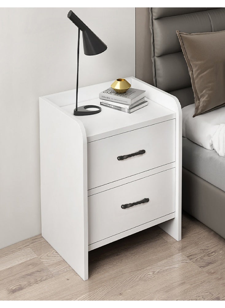 Modern Bedside Table, Simple Side Table Nightstand, Wooden Multifunction Storage Cabinet with 2 Drawers for Bedroom, 40*40*60cm, CT055, White - Image 4