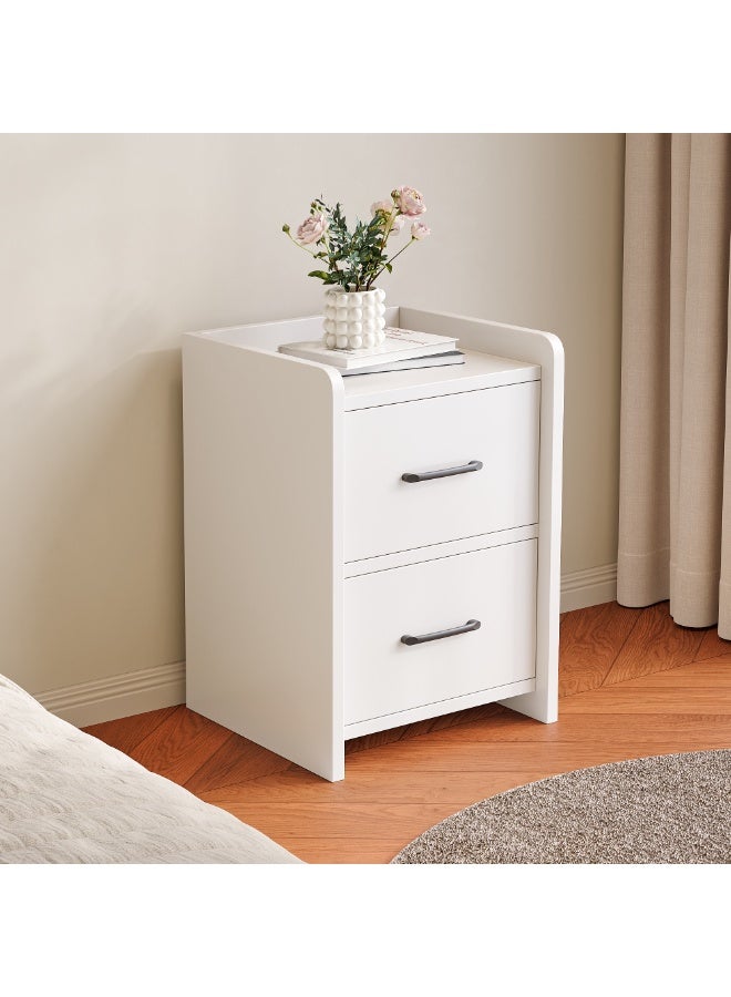 Modern Bedside Table, Simple Side Table Nightstand, Wooden Multifunction Storage Cabinet with 2 Drawers for Bedroom, 40*40*60cm, CT055, White - Image 2