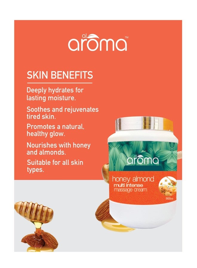 ALAROMALEAFS كريم تدليك متعدد الفوائد من أوراق ألاروما بالعسل واللوز، ترطيب عميق، مناسب لجميع أنواع البشرة، 900 مل - Image 2