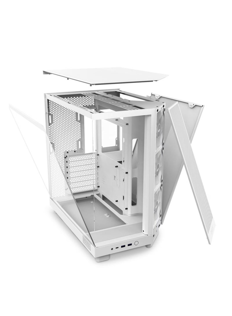 NZXT H6 Flow RGB CC-H61FW-R1 Compact Dual-Chamber Mid-Tower Airflow Case Includes 3 x 120mm RGB Fans Panoramic Glass Panels High-Performance Airflow Panels Cable Management White - Image 5