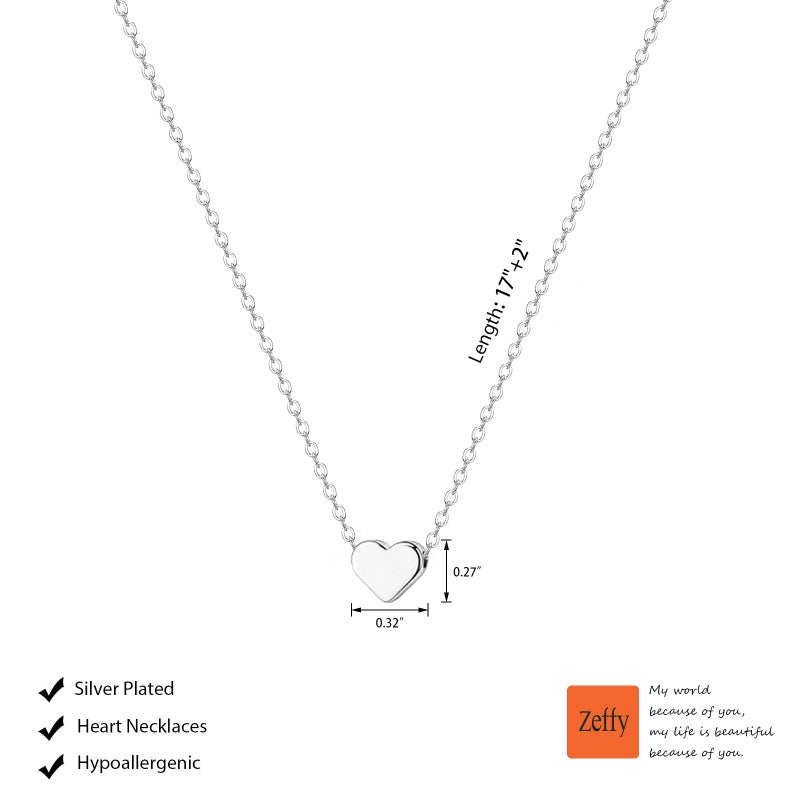 Zeffy Tiny Heart Necklace Sterling Silver Dainty Cute Heart Choker Necklaces Simple Love Heart Pendant Necklace Trendy Jewelry for Women - Image 5