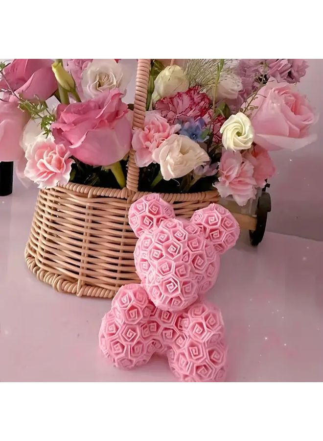 Pink Red 3D Printed Rose Bear Model Cute Decorative Ornament Doll Gift - Image 5