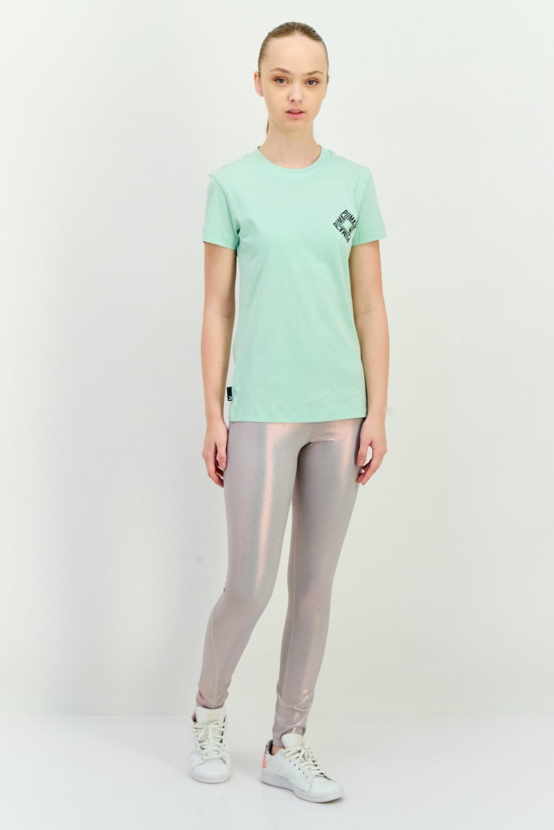 PUMA تي شيرت تدريب قصير الأكمام للنساء، أخضر مريمي - Image 4