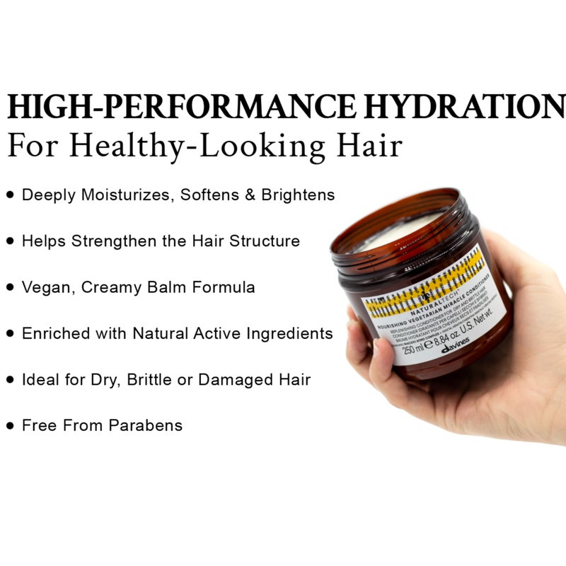 Davines Davines Naturaltech NOURISHING Vegetarian Miracle Conditioner, Moisturize And Hydrate Brittle And Unstructured Hair, Add Softeness While Brightening, 8.84 oz. - Image 3