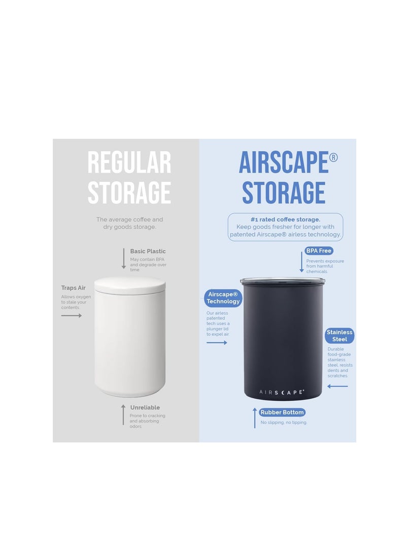 Planetary Design Airscape® Stainless Steel Coffee Canister | Food Storage Container | US Patented Inner Plunger Lid REMOVES Excess Oxygen | Don't Buy airtight, Buy AIR-Less | (Medium, Matte White) - Image 4