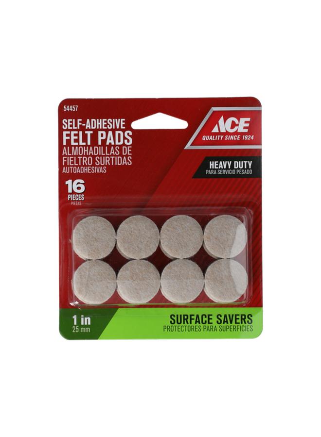 ACE 16-Piece Heavy Duty Self Adhesive Round Felt Pads Brown 1inch - Image 1