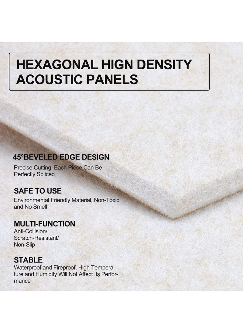 Jorunb - 12 Pack Soundproof Wall Panels, Acoustic Panels Self-Adhesive, Acoustic Panels Sound Absorbing High Density, Hexagon Sound Proof Panels for Walls Acoustic Treatment Home Studio Gaming Room, Beige - Image 1