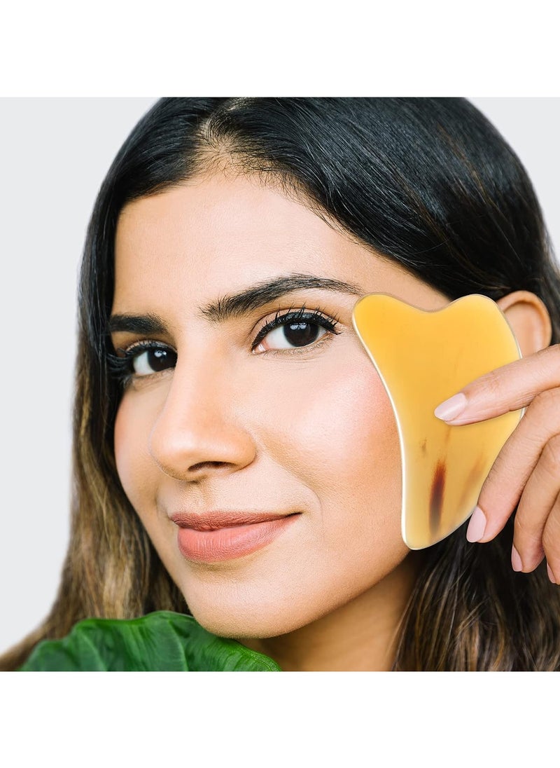 SUPVOX SupFox Natural Buffalo Horn Gua Sha SC Massage Tool, Anti-Aging Anti-Wrinkle Therapeutic Massage Stones for Women  - Image 4