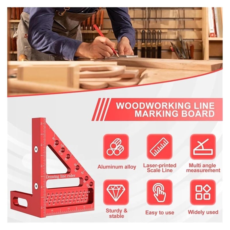 مسطرة مثلث نجارة الألومنيوم 12 بوصة أداة قياس دقيقة لأعمال النجارة - Image 5