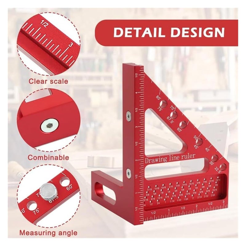 مسطرة مثلث نجارة الألومنيوم 12 بوصة أداة قياس دقيقة لأعمال النجارة - Image 3