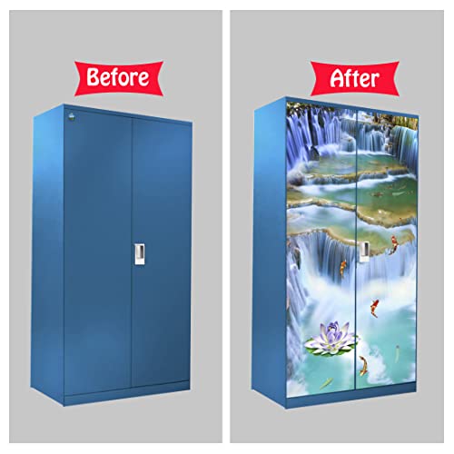 WallDaddy Self Adhesive Almirah Stickers, Wall Stickers, Decorative Sticker Wallpaper for Home Wardrobe Doors (Infinite Waterfall Almirah) PVC Vinyl Size Large (39 x 84 Inch) - Image 5