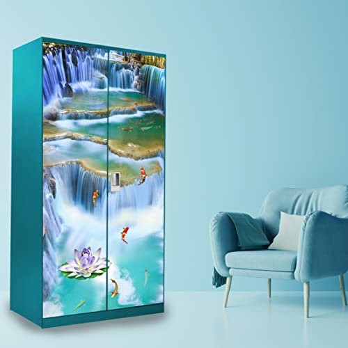 WallDaddy Self Adhesive Almirah Stickers, Wall Stickers, Decorative Sticker Wallpaper for Home Wardrobe Doors (Infinite Waterfall Almirah) PVC Vinyl Size Large (39 x 84 Inch) - Image 4