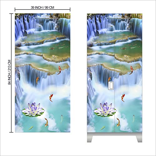 WallDaddy Self Adhesive Almirah Stickers, Wall Stickers, Decorative Sticker Wallpaper for Home Wardrobe Doors (Infinite Waterfall Almirah) PVC Vinyl Size Large (39 x 84 Inch) - Image 2