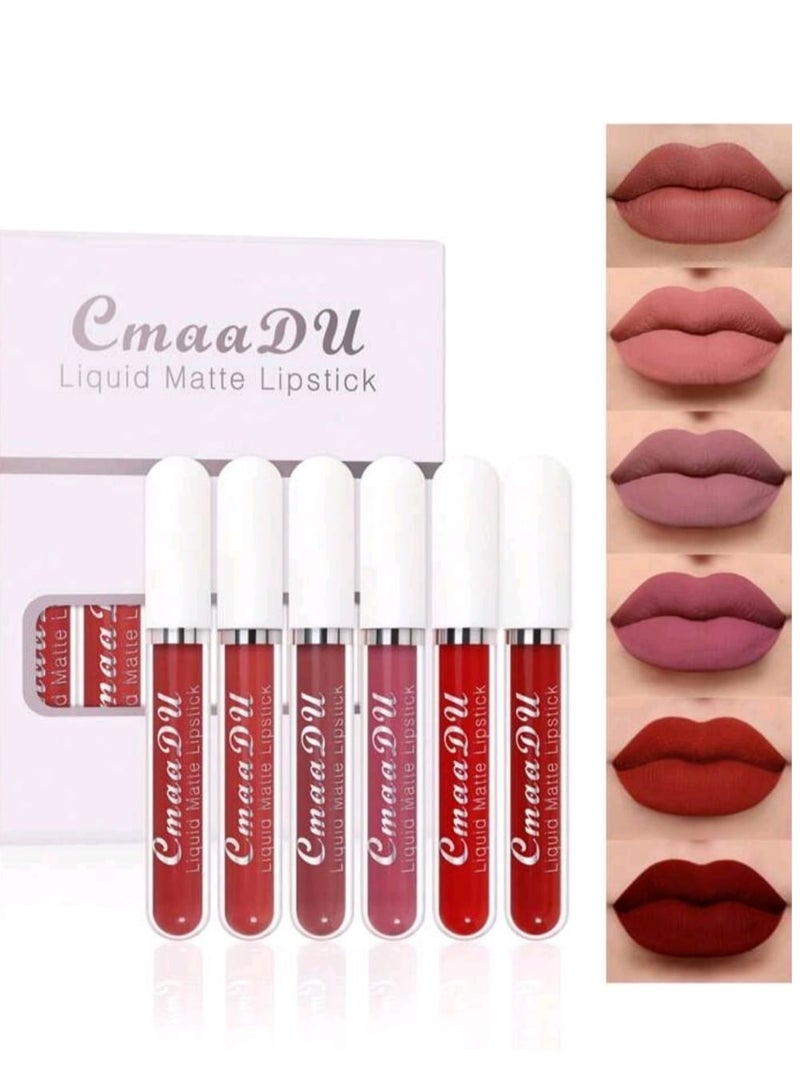 CmaaDu Durable Long-Lasting Lip Gloss, 6Pcs Smooth Lip Color Waterproof Matte Lip Glaze Liquid Lipstick  Lip Makeup Set - Image 3