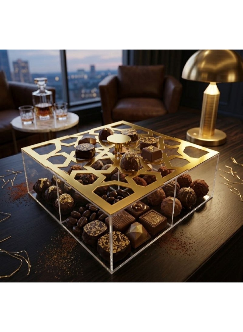 علبة تقديم بسكويت 4 خانه اكريليك 25×25 سم - Image 2