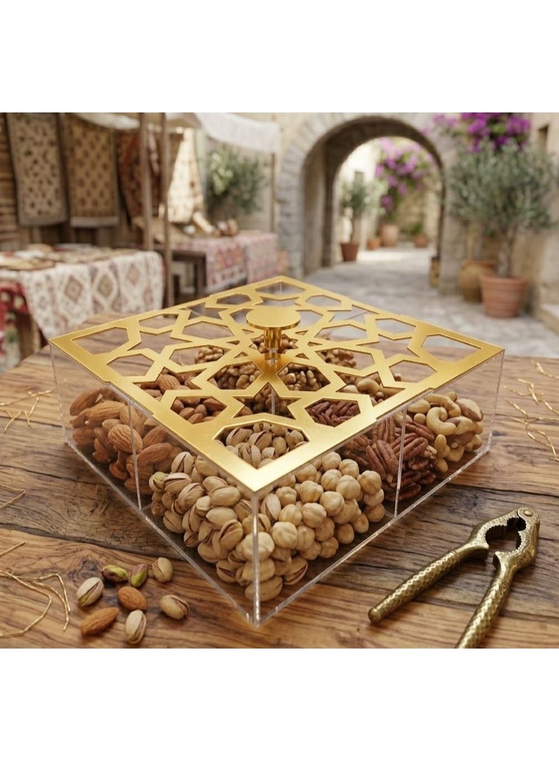 علبة تقديم بسكويت 4 خانه اكريليك 25×25 سم - Image 1