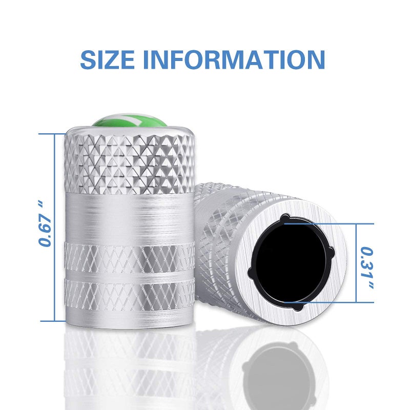 CKAuto 4 Pcs Aluminum Tire Valve Stem Caps with N2 Nitrogen Logo, Universal Stem Covers for Cars, SUVs, Bike and Bicycle, Trucks, Motorcycles | TPMS Safe | Corrosion Resistant | Dust Proof, Silver - Image 4