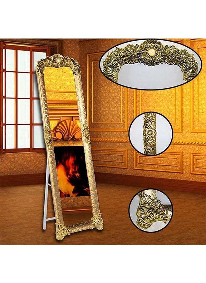 ماركة غير محددة - مرايا حامل من ديكور هيلز، مرايا واقفة طويلة، مرايا أرضية مستطيلة كبيرة لغرفة النوم، إطار منحوت - Image 1