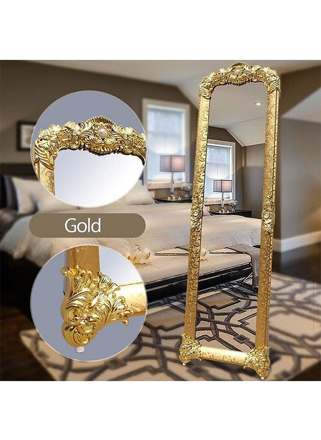 ماركة غير محددة - مرايا حامل من ديكور هيلز، مرايا واقفة طويلة، مرايا أرضية مستطيلة كبيرة لغرفة النوم، إطار منحوت - Image 1