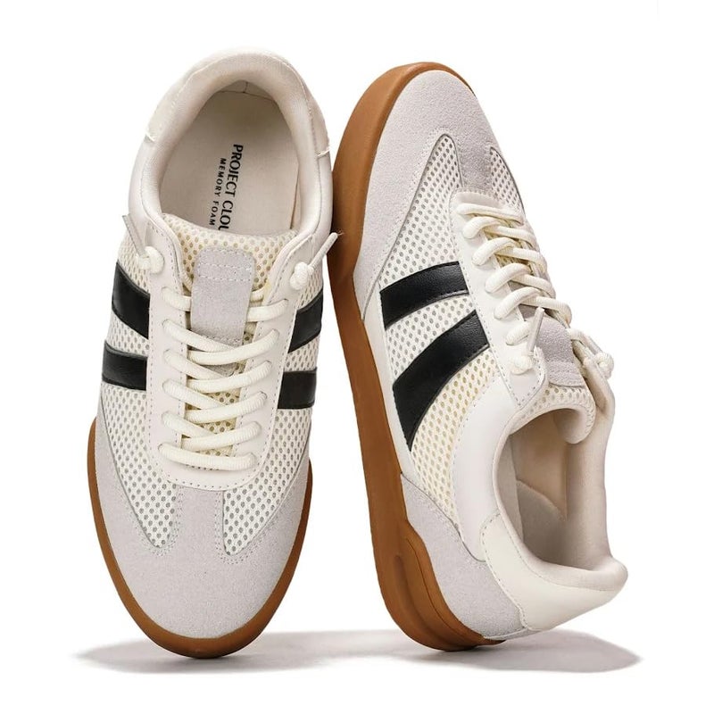 Project Cloud 100% Genuine Leather Casual Sneakers for Women - Memory Foam Insoles - Womens Shoes & Lightweight Women's Fashion Sneakers - Slip On Shoes for Women Footwear (Verdy,WHITMULT,11)