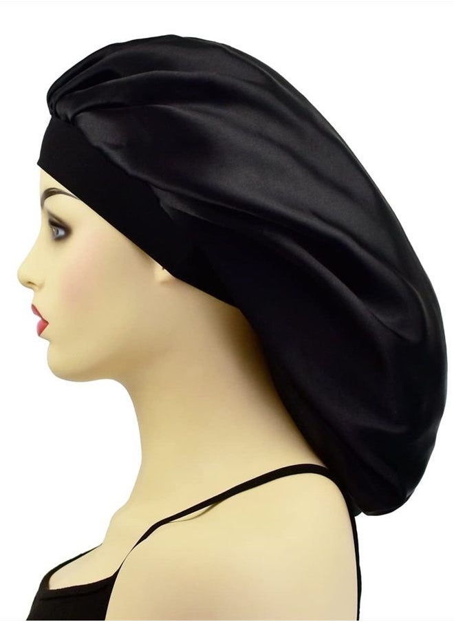 Satin Bonnets for Braids Silk Bonnet for Long Hair Covers Women XL Large Silk Hair Bonnets Sleeping Bonnets Night Sleep Cap