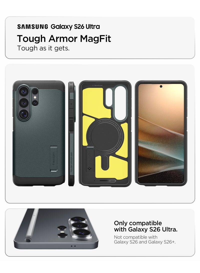 Spigen Tough Armor MagFit for Samsung Galaxy S26 ULTRA Case [MagSafe] Cover (2026) - Abyss Green - Image 2