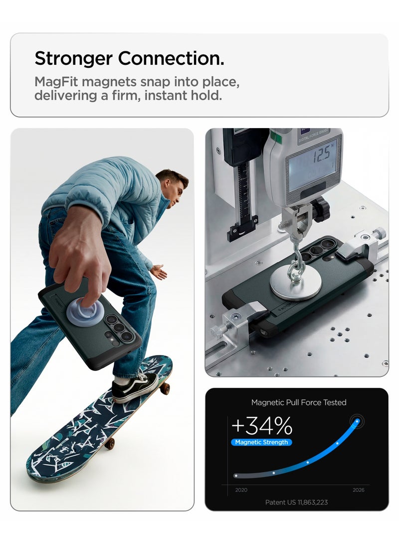 Spigen Tough Armor MagFit for Samsung Galaxy S26 ULTRA Case [MagSafe] Cover (2026) - Abyss Green - Image 3